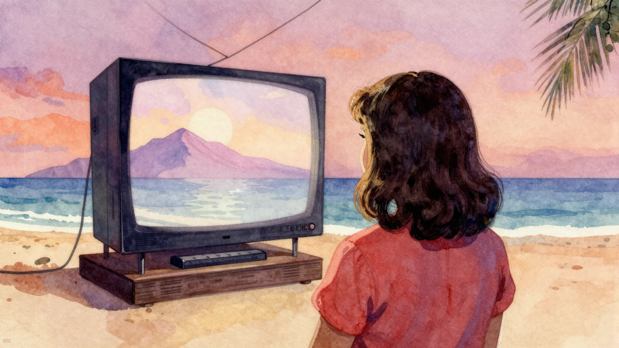 Vibrant watercolor style. Retro R&B album cover, 1960s aesth...