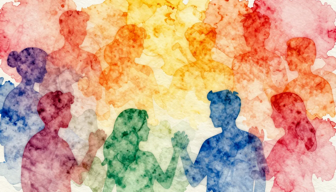 Vibrant watercolor style. Folk song cover art. Birthday them...