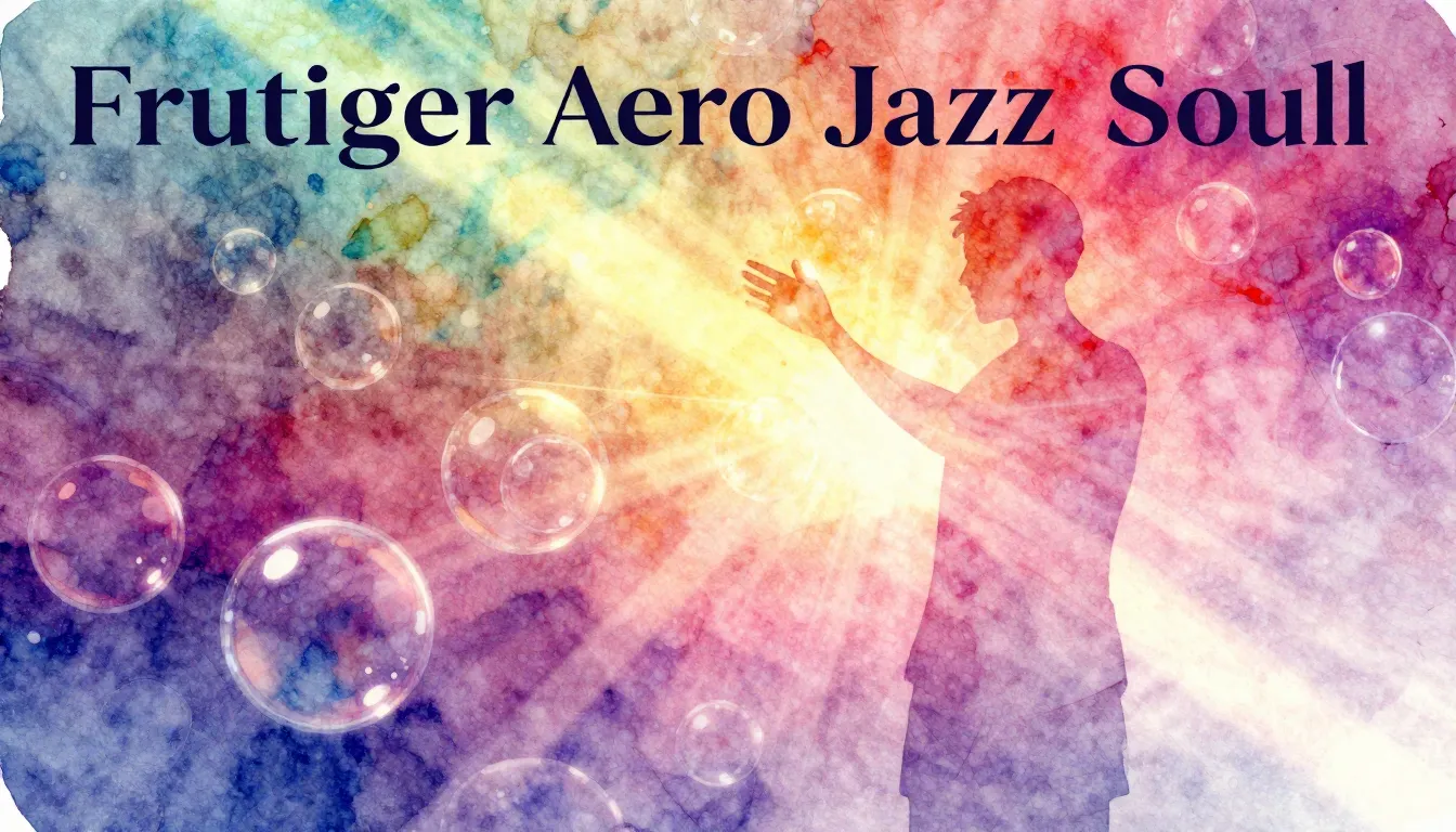 Vibrant watercolor style. Frutiger Aero jazz/soul album cove...
