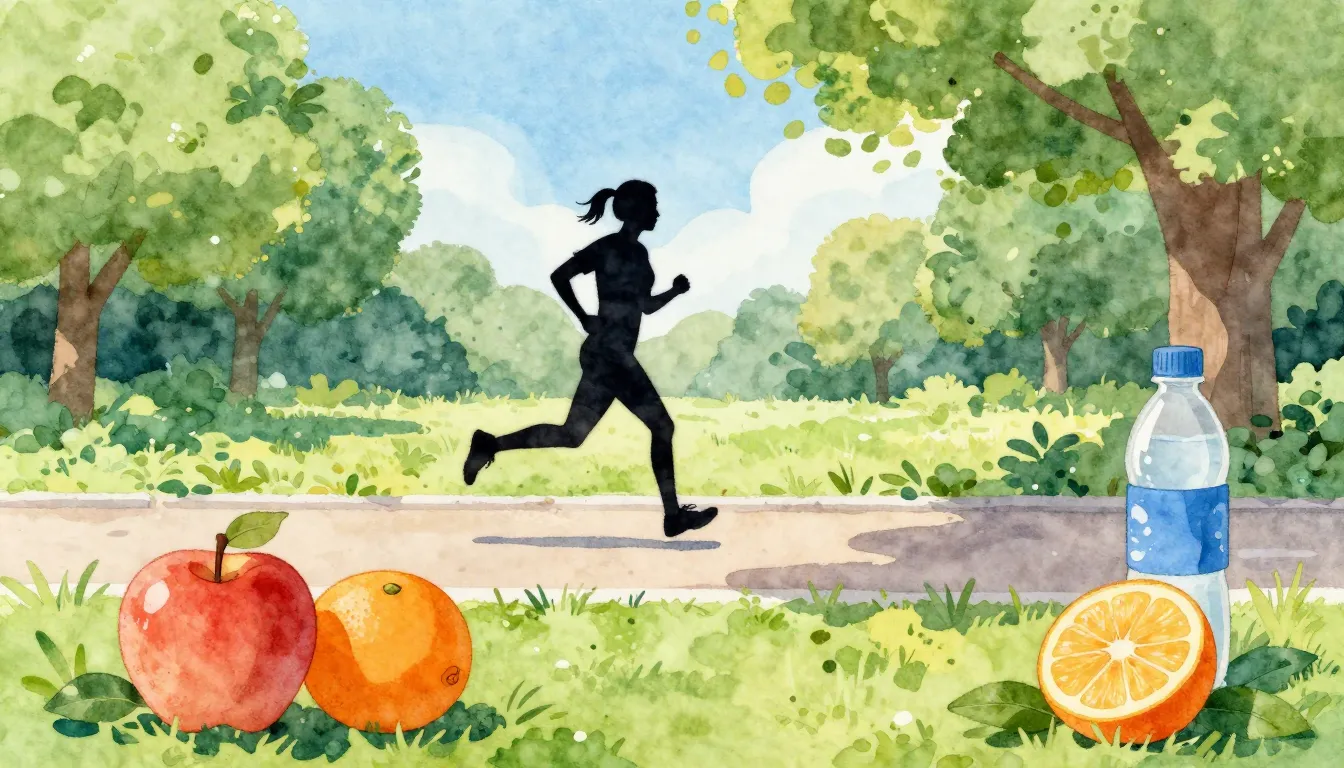 Watercolor style. A bright sunny morning in a park, silhouet...