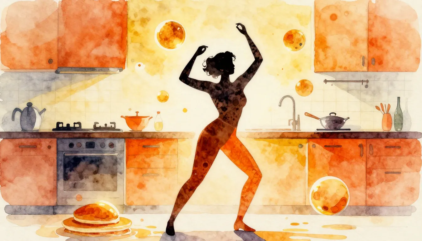 Watercolor style. Abstract silhouette of a person dancing in...