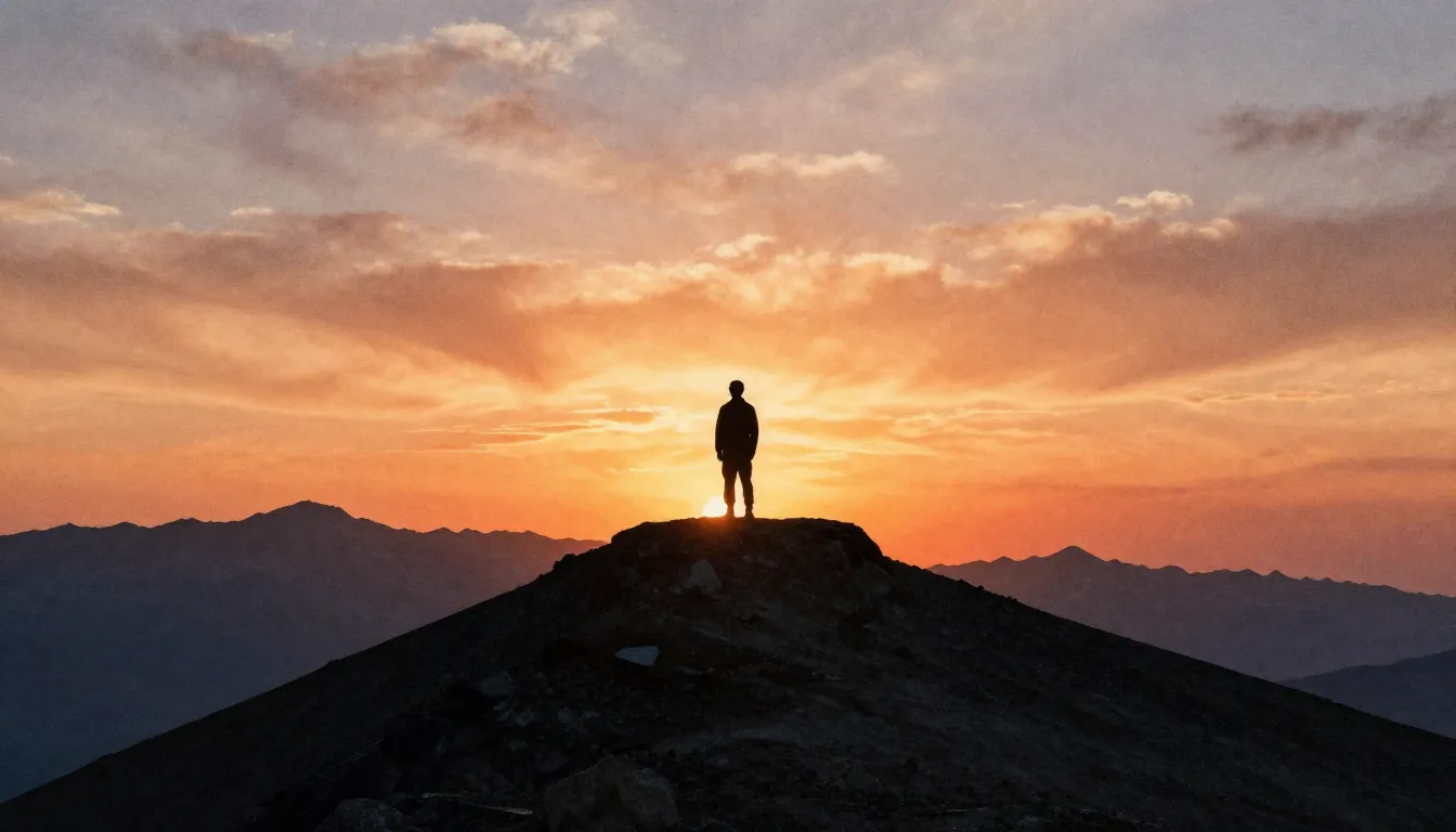 Watercolor style. Minimalist silhouette of a person standing...