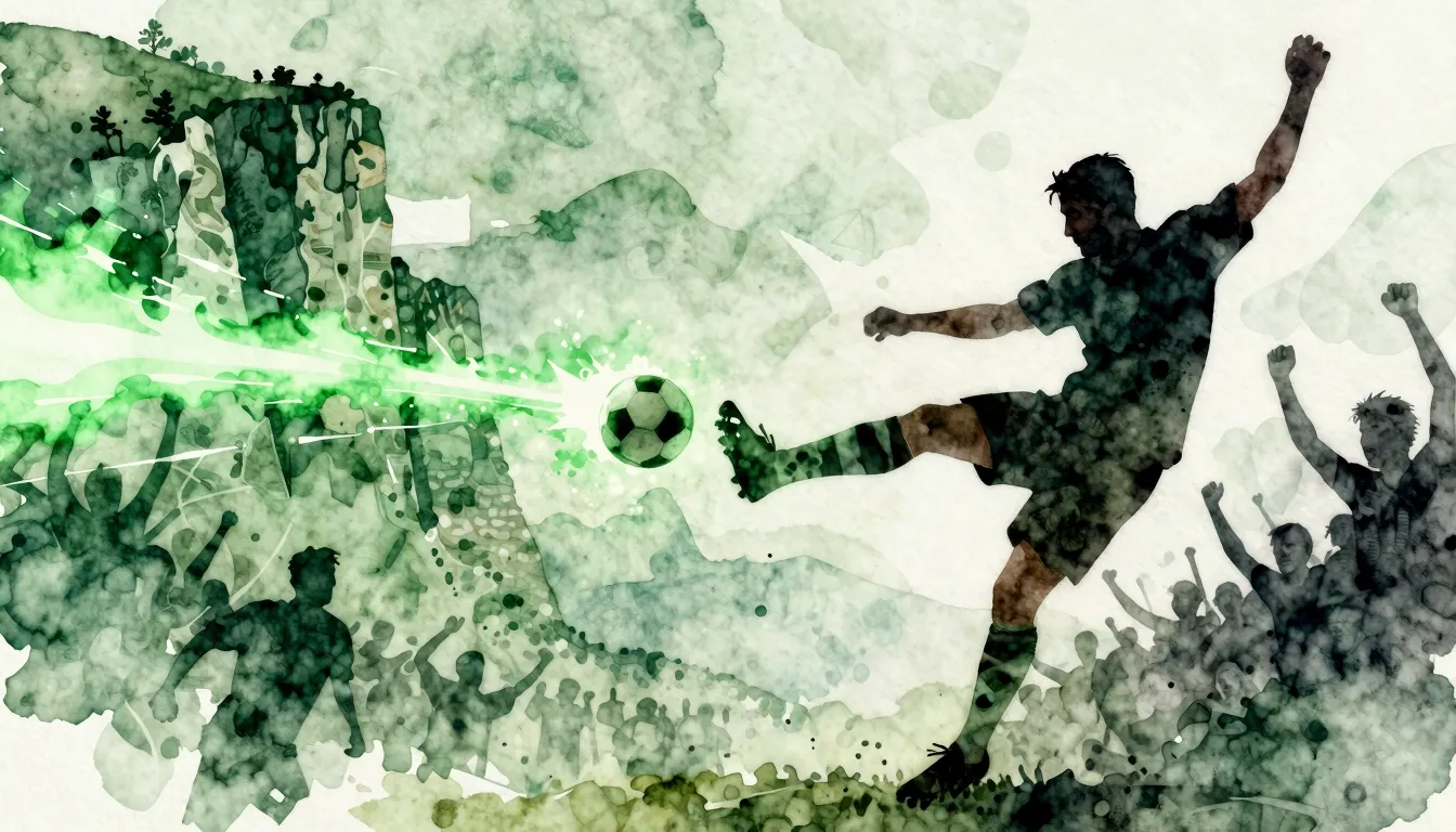 Watercolor style. A stylized silhouette of a football player...