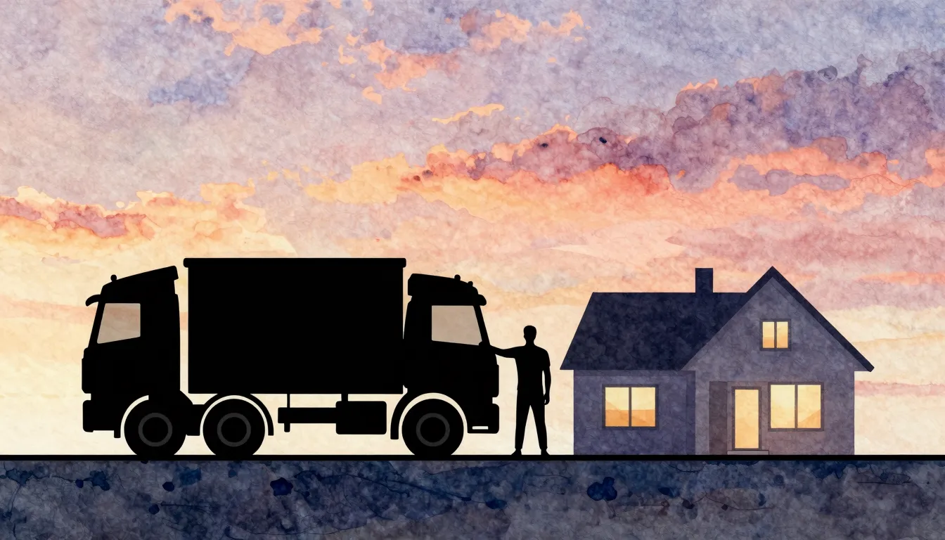 Watercolor style. A silhouette of a man standing next to a l...