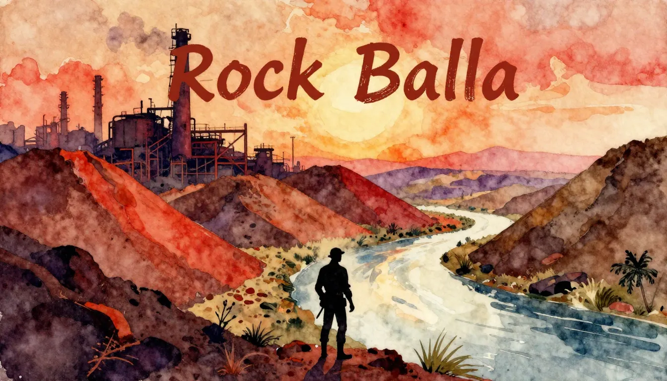 Vibrant watercolor style. Rock ballad album cover. Industria...