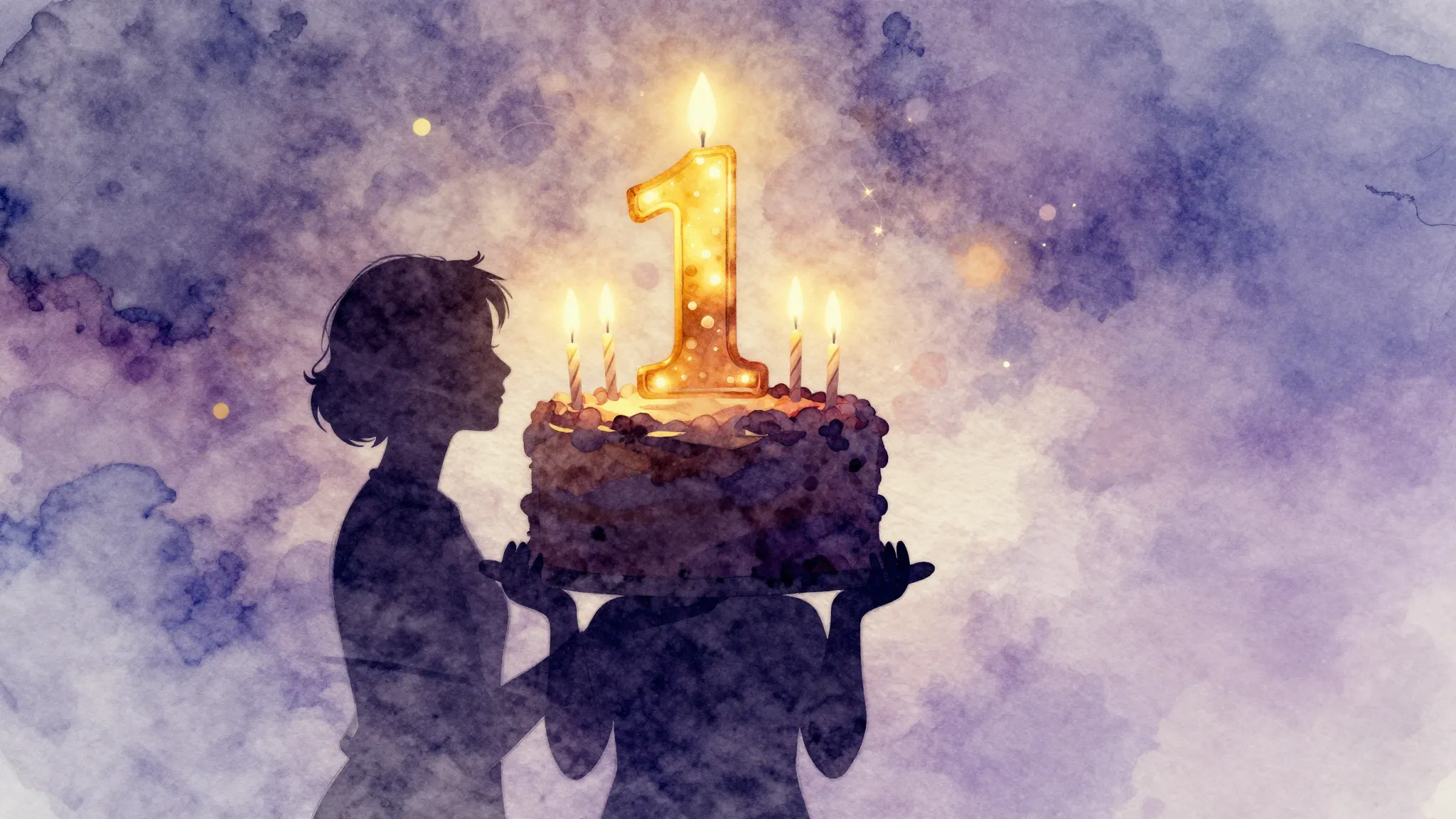 Watercolor style. Silhouette of a person holding a large num...