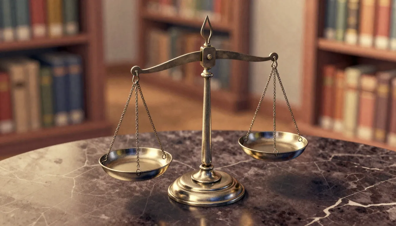 Watercolor style. A stylized balance scale made of polished ...