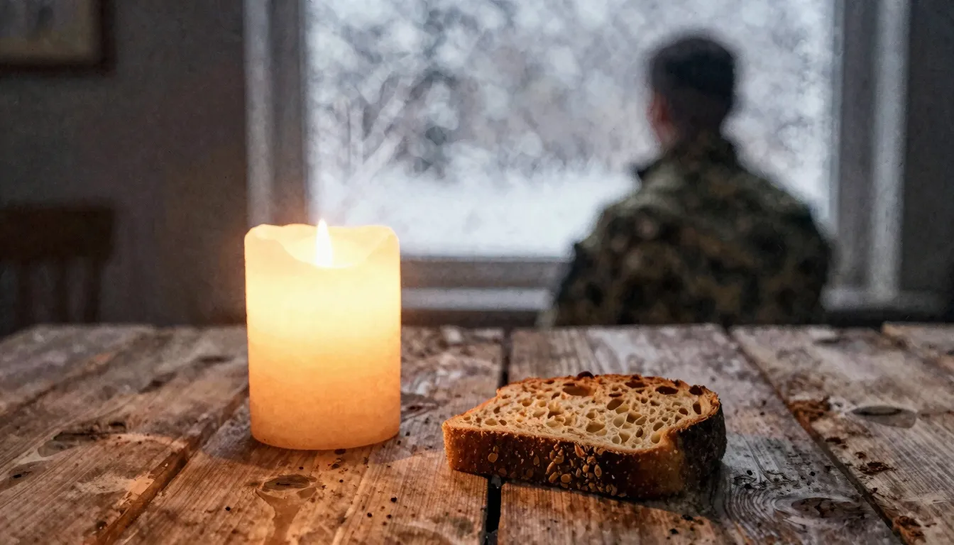 Watercolor style. A warm glowing candle on a rustic wooden t...