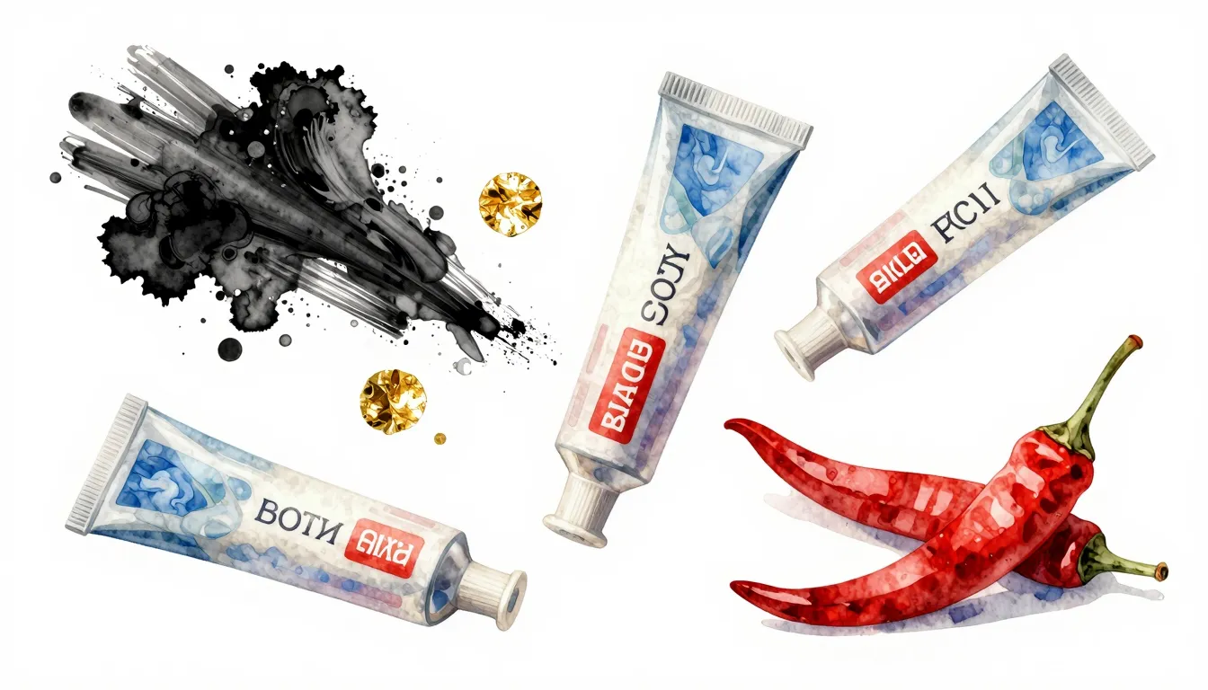 Watercolor style. A creative composition of unusual toothpas...