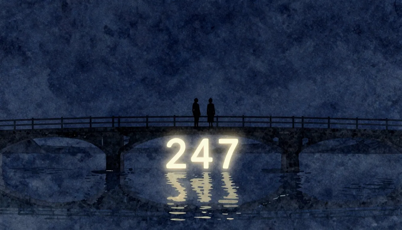 Watercolor style. Minimalist silhouette of a couple on a bri...