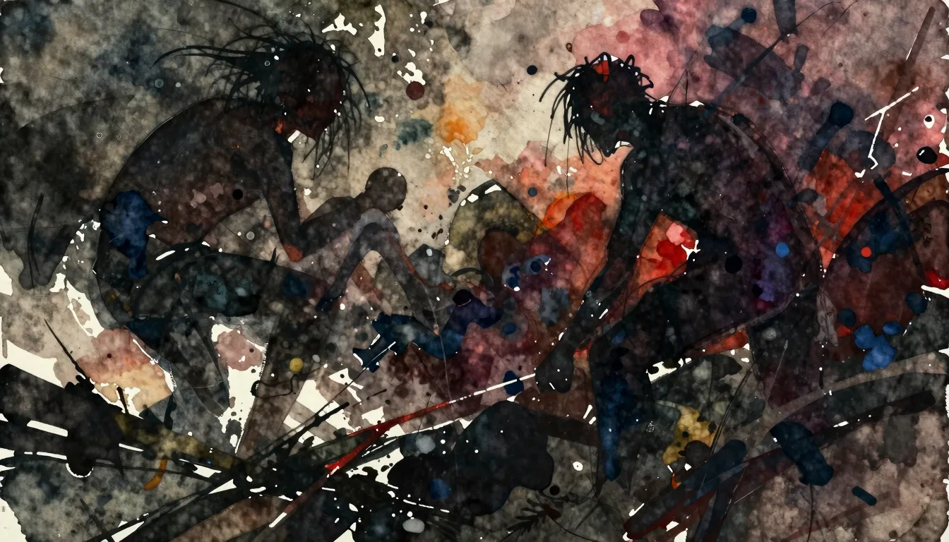 Vibrant watercolor style. Rock album cover. Dark, gritty, an...