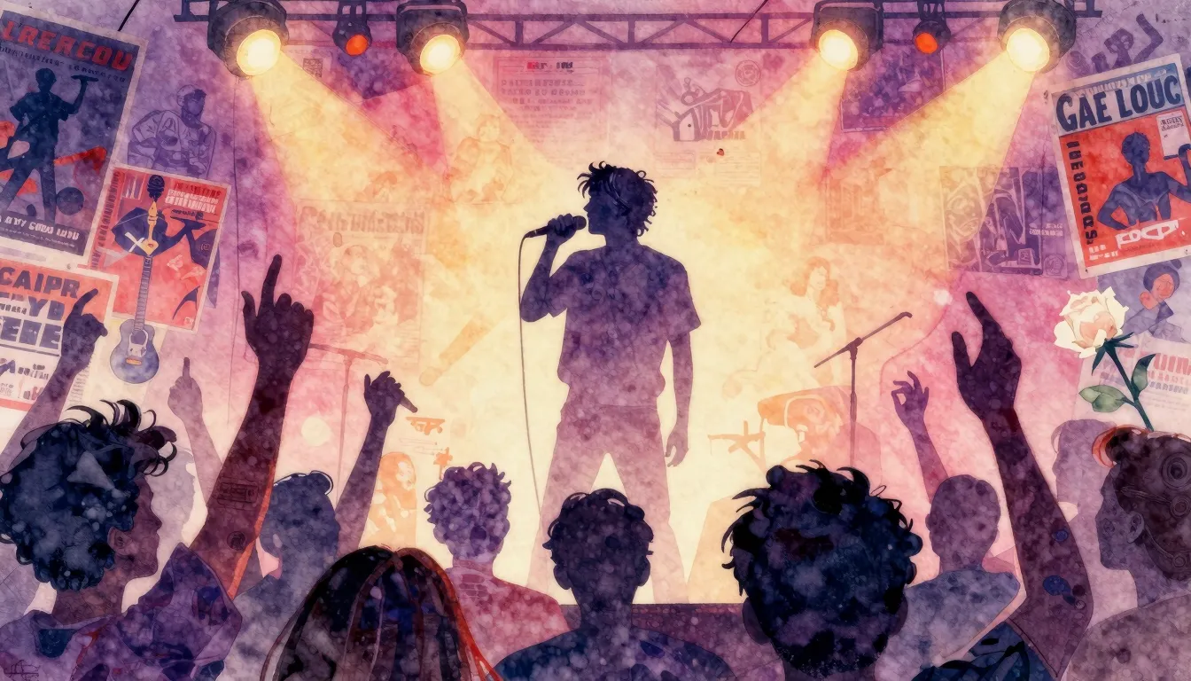 Vibrant watercolor style. Pop. Nostalgic, 80s-90s style albu...
