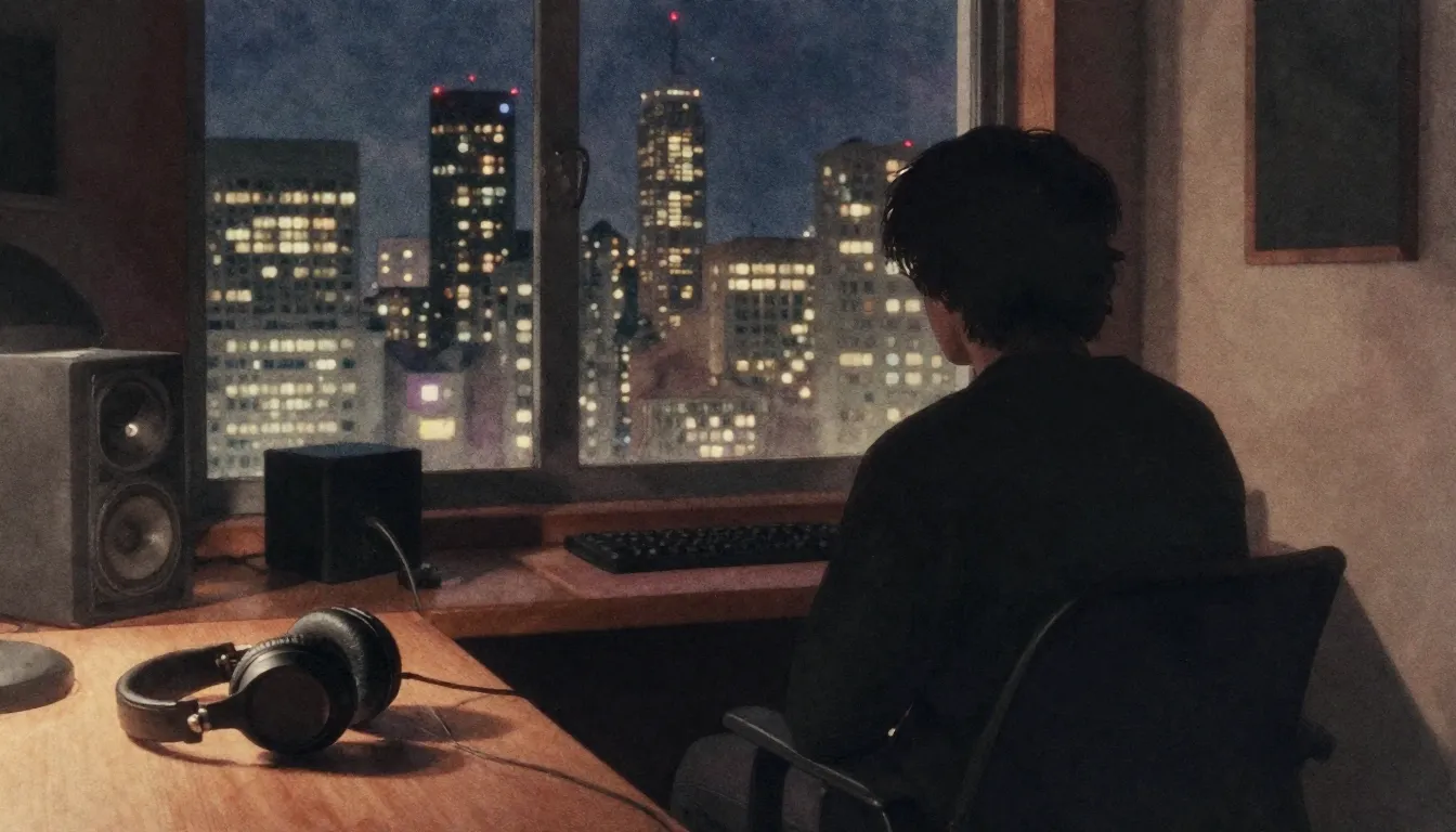 Watercolor style. Lo-fi underground studio vibe, silhouette ...