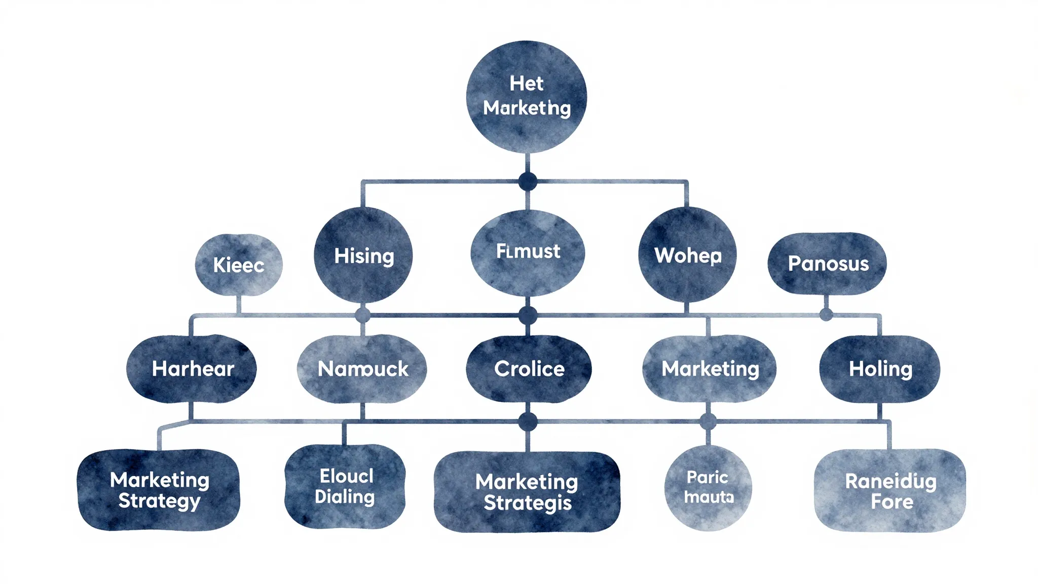 Watercolor style. Hierarchical tree structure diagram, abstr...