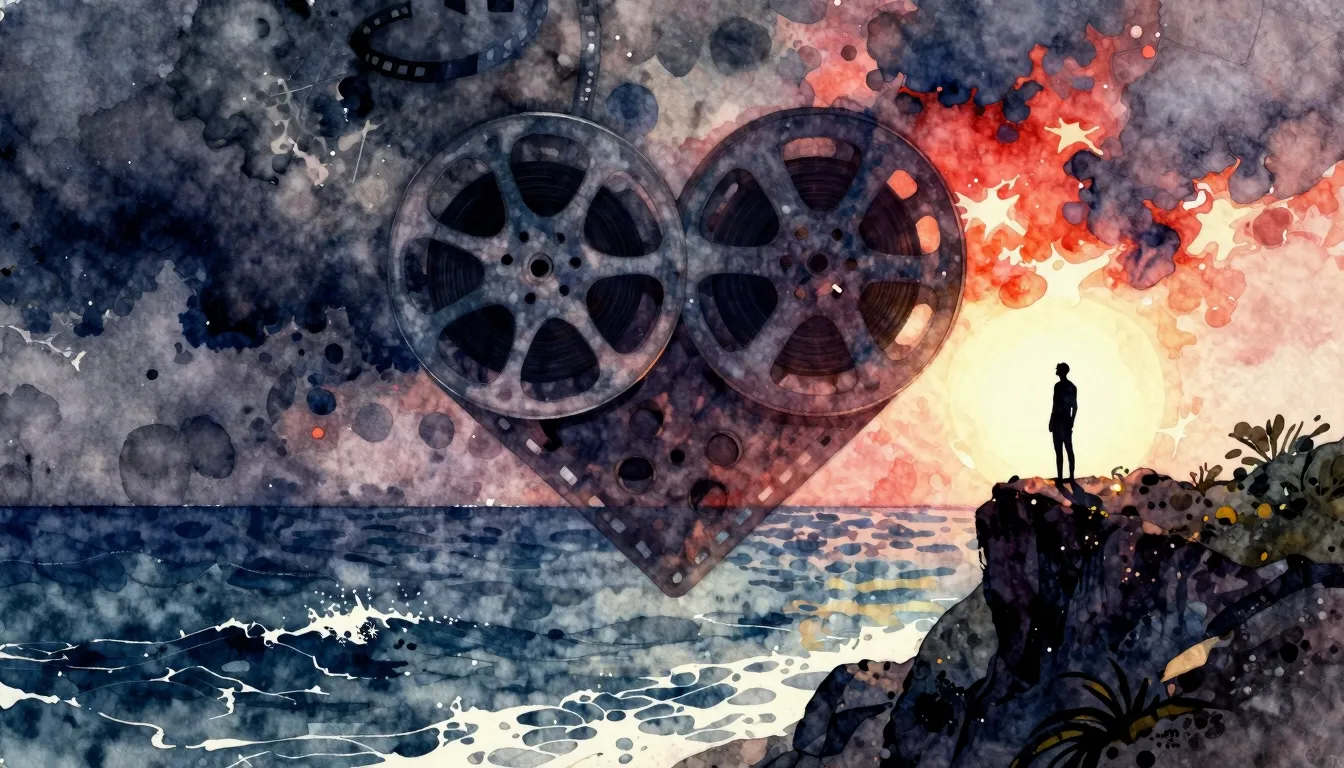 Vibrant watercolor style. Rock album cover, abstract, cinema...