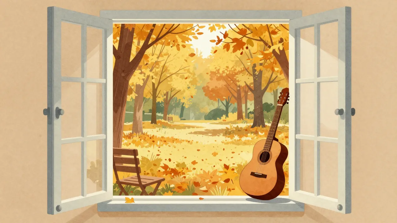Watercolor style. A realistic photo of an open window overlo...