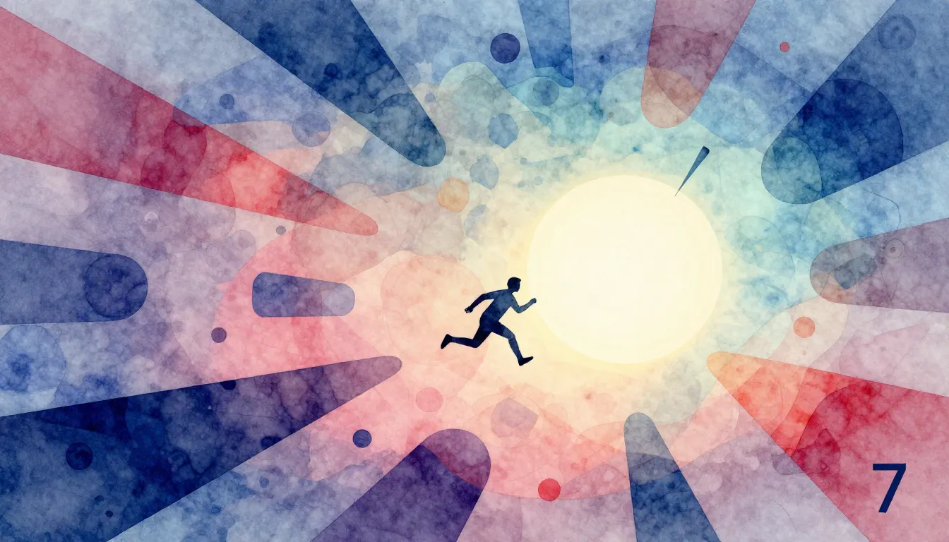 Watercolor style. Abstract geometric shapes floating in a vo...