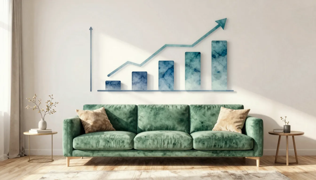 Watercolor style. Modern minimalist living room with a styli...