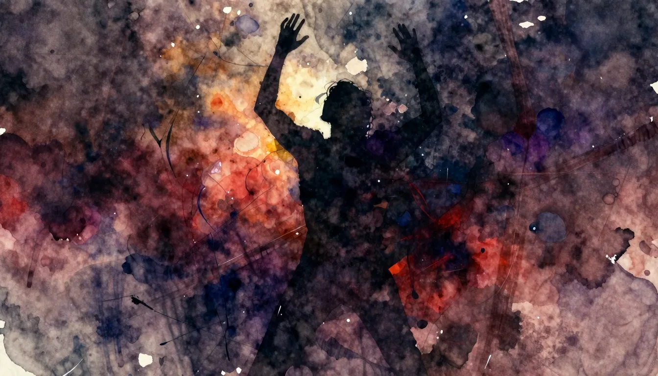 Vibrant watercolor style. Rock ballad album cover. Abstract,...