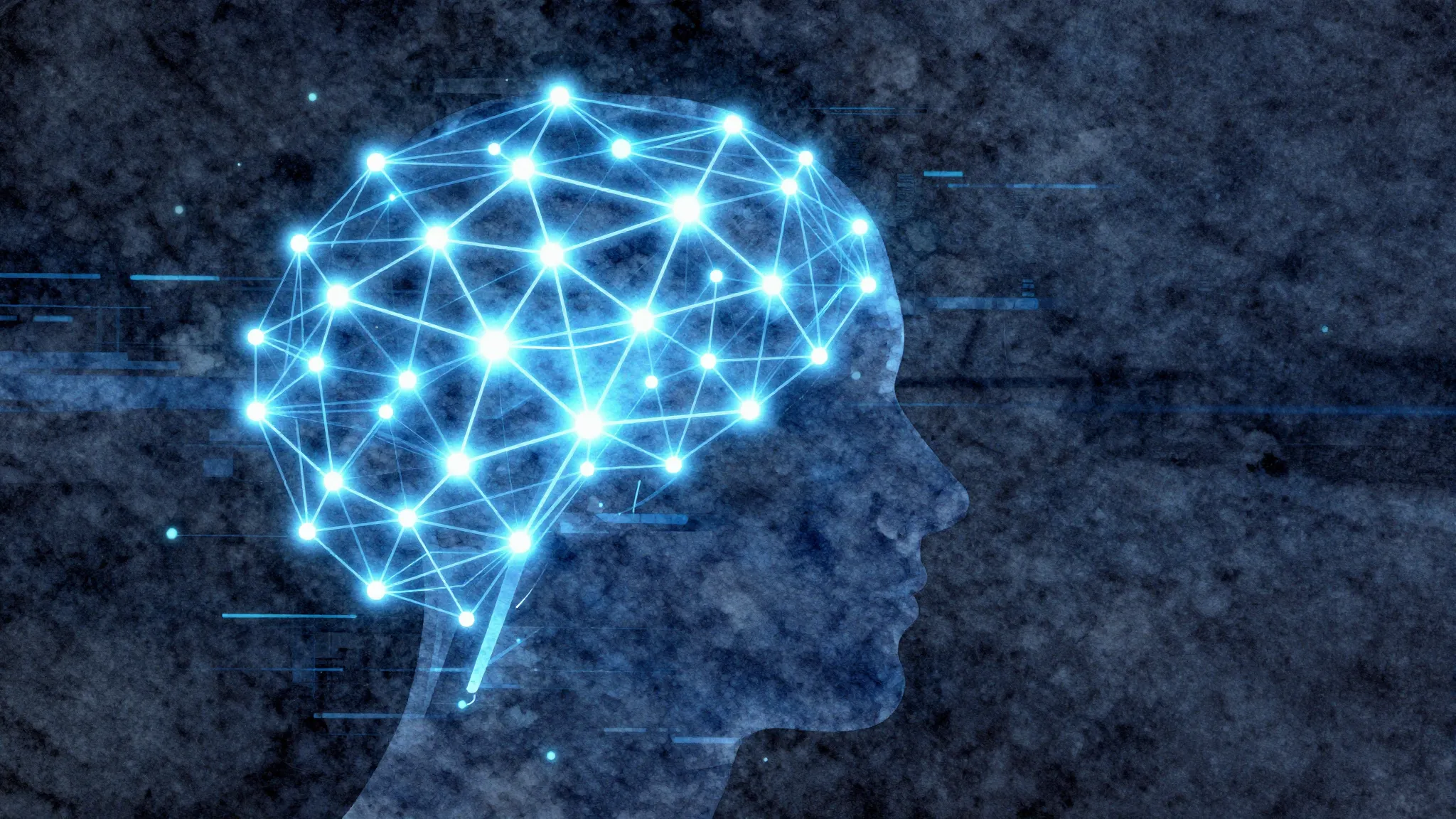 Watercolor style. Abstract neural network visualization, glo...