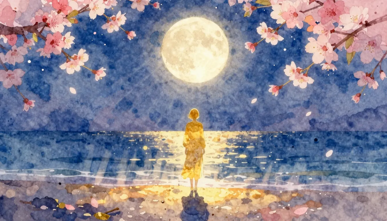 Vibrant watercolor style. A glowing golden silhouette of a p...