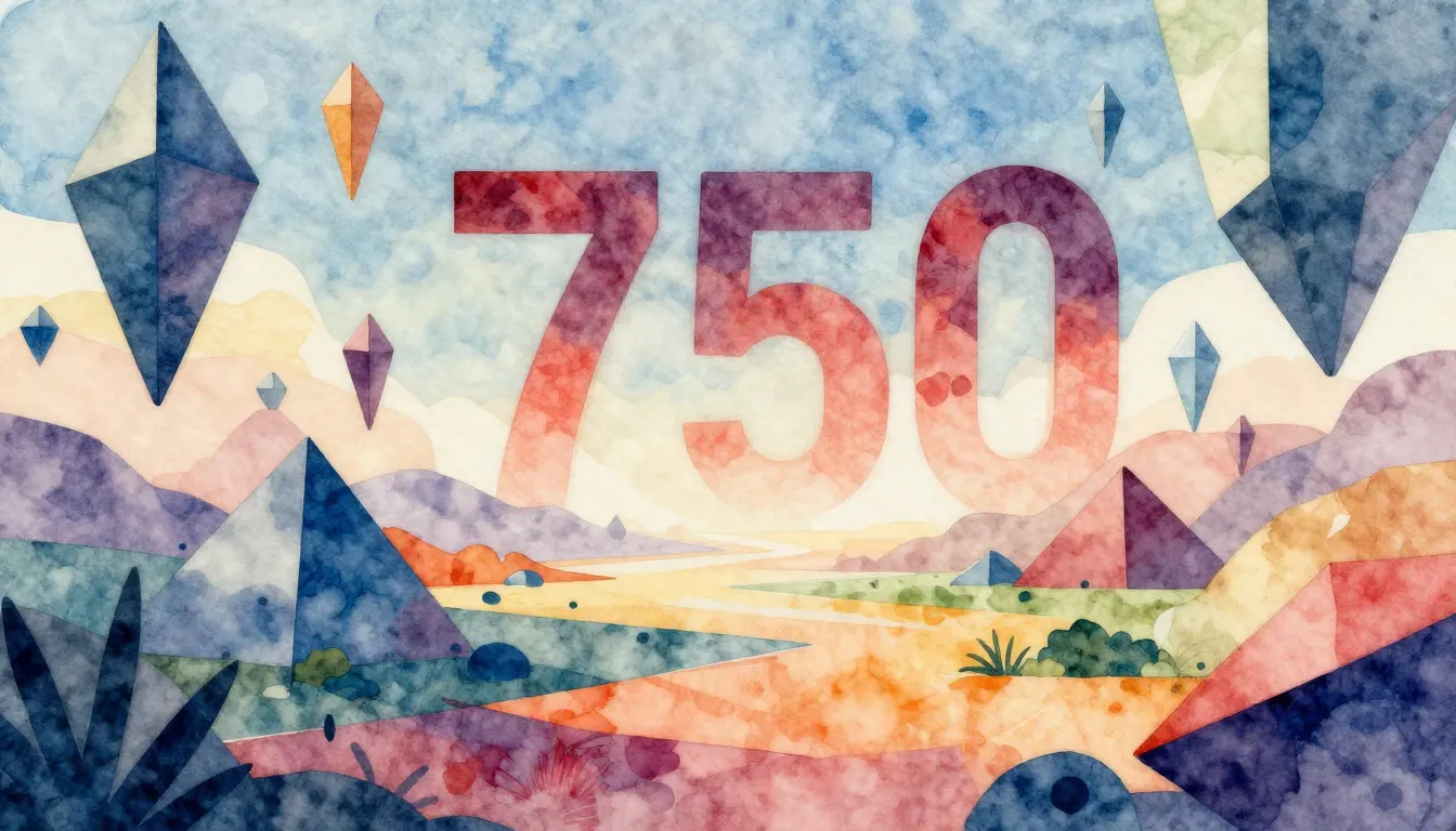 Watercolor style. A stylized digital landscape with floating...