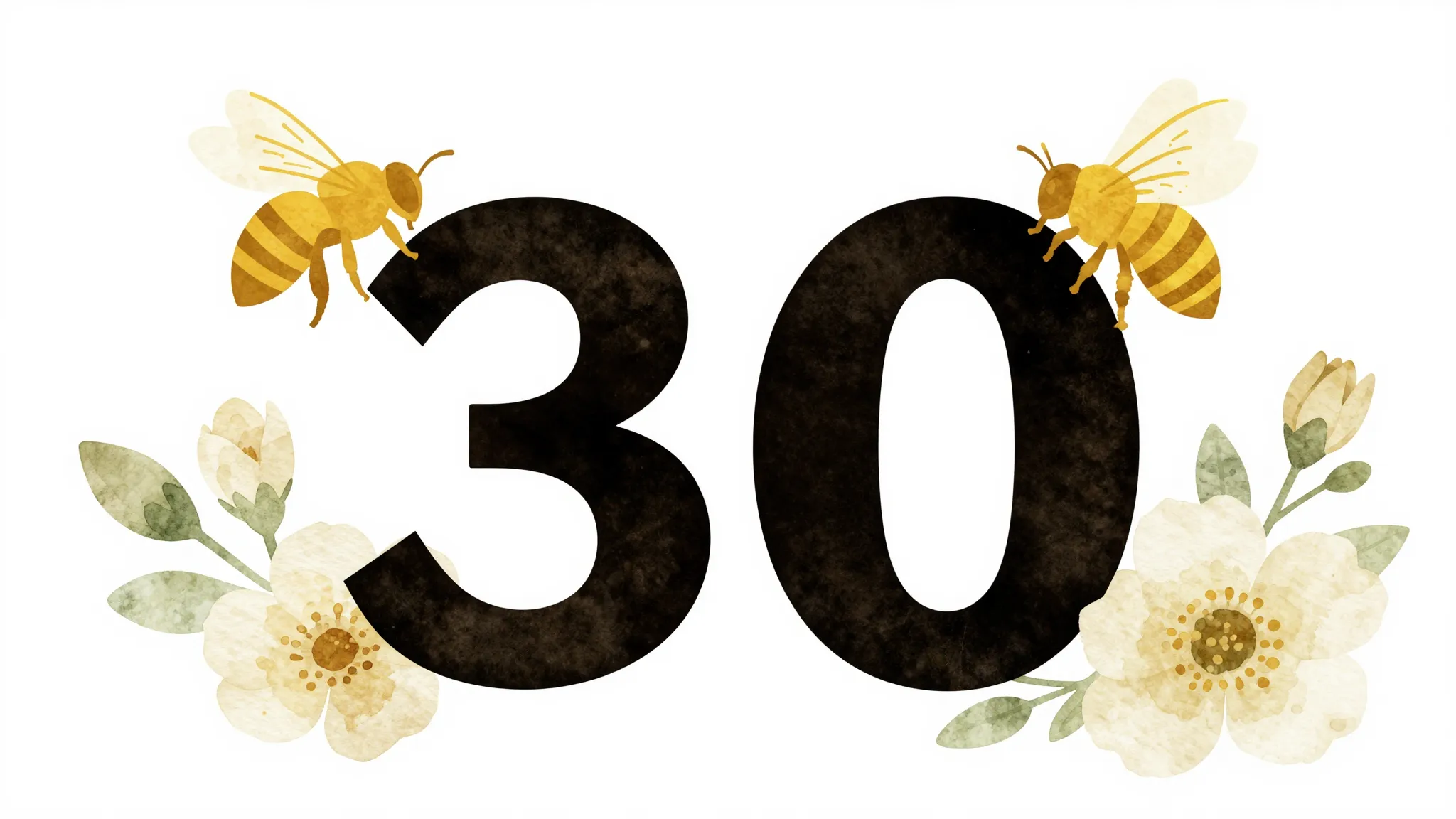 Watercolor style. Silhouette of a golden bee flying around a...