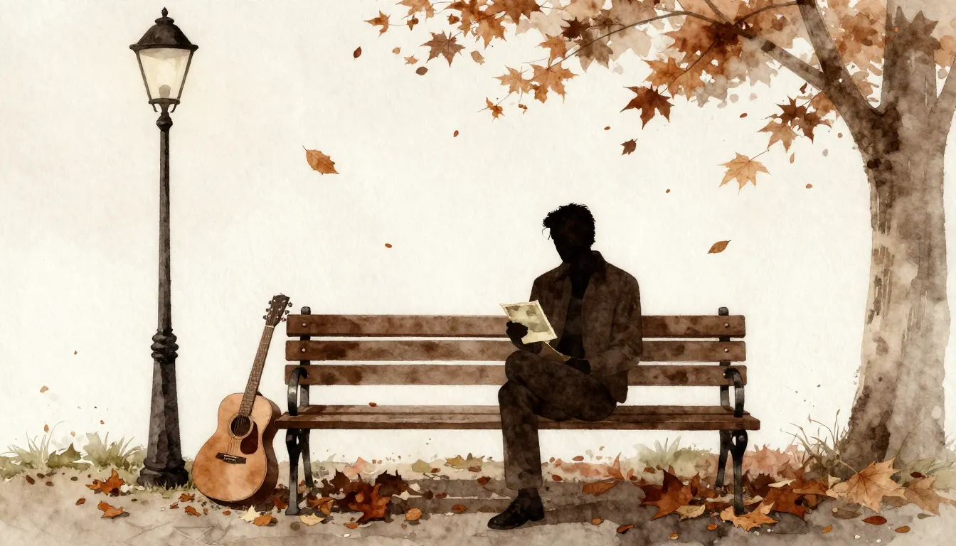 Watercolor style. A lonely silhouette of a man sitting on a ...