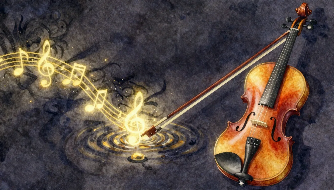 Vibrant watercolor style. "Opera album cover: A single, eleg...