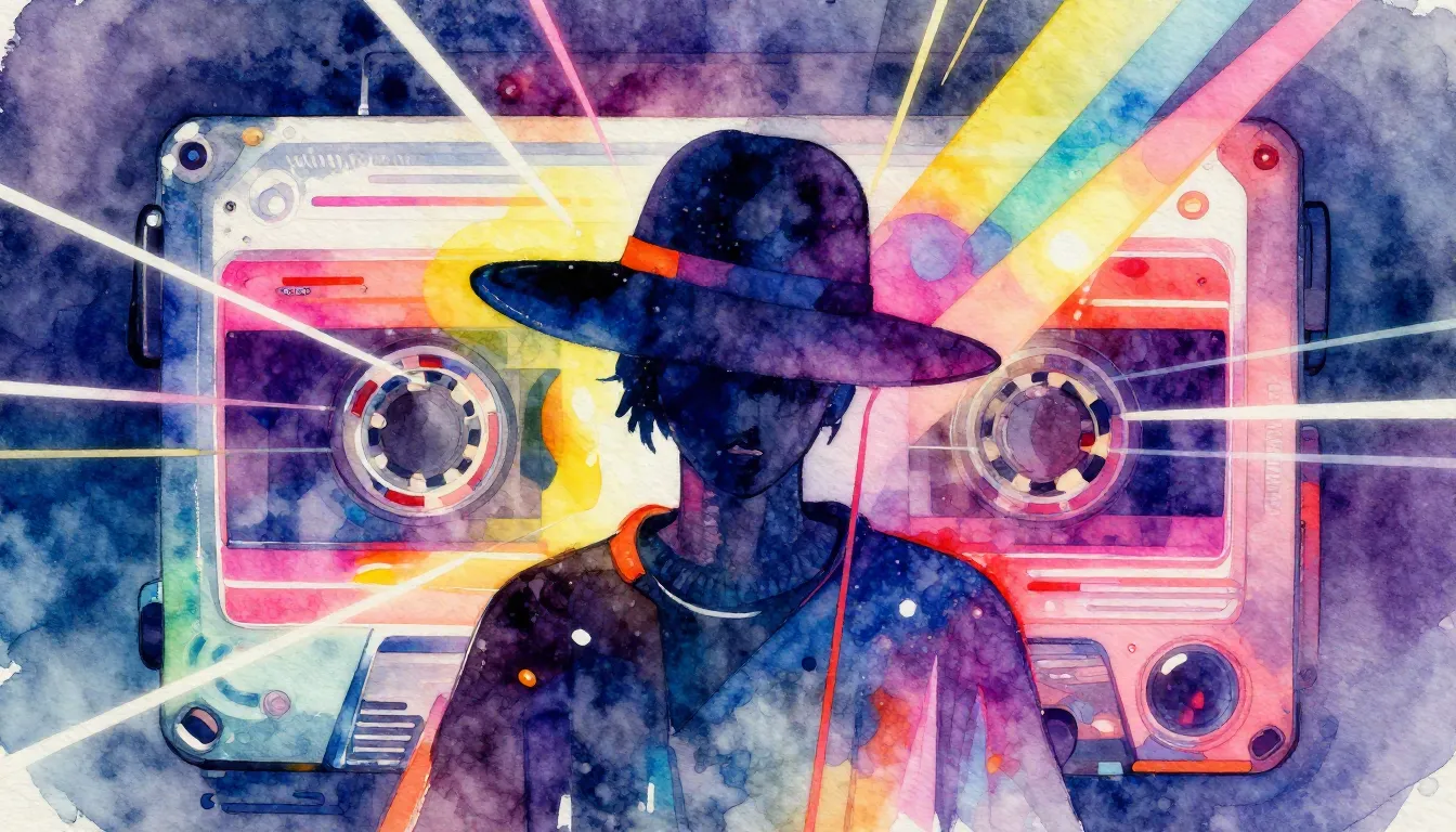 Vibrant watercolor style. Drum and Bass album cover. Abstrac...