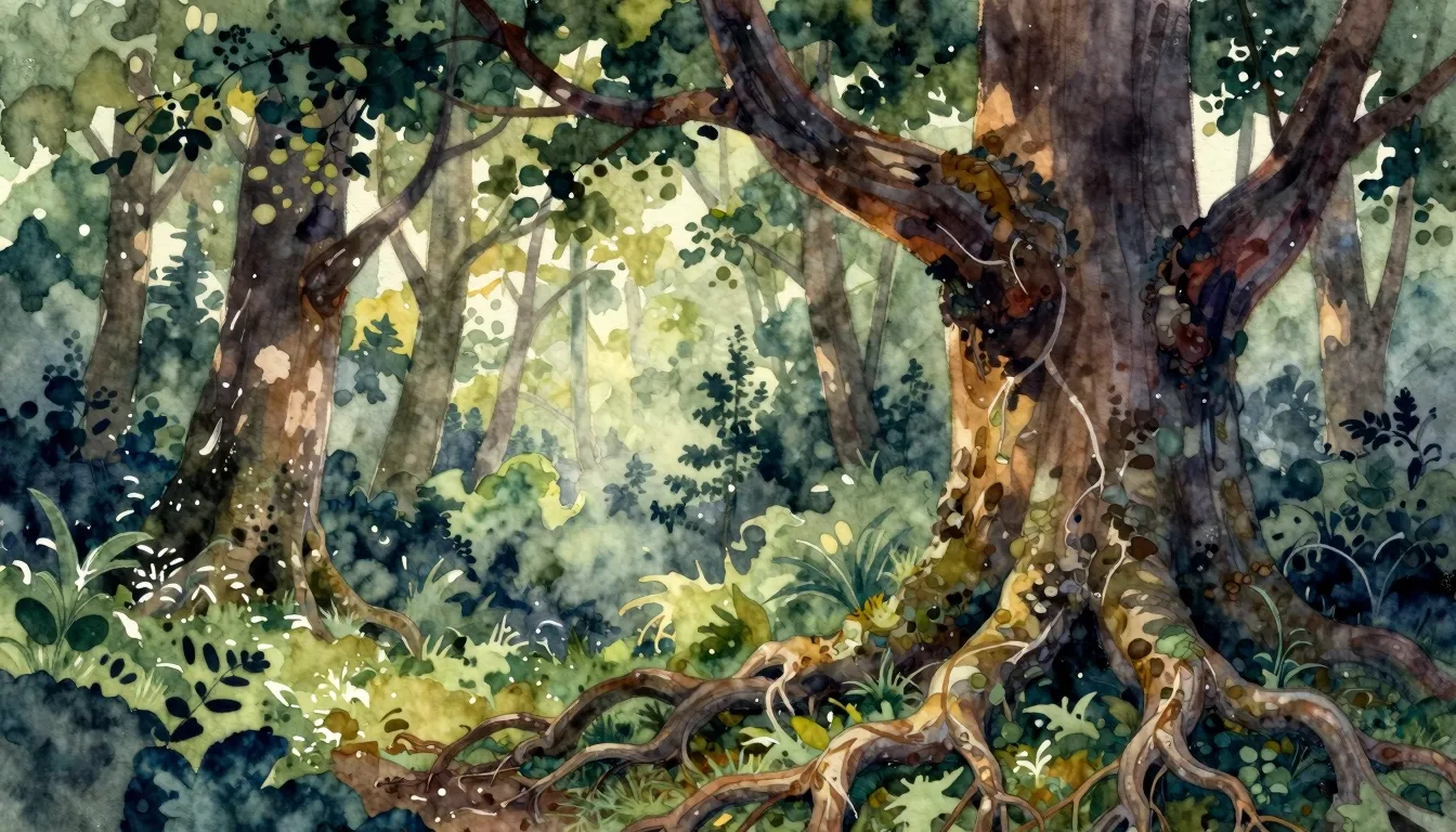 Vibrant watercolor style. Folk song cover art. Mystical, anc...