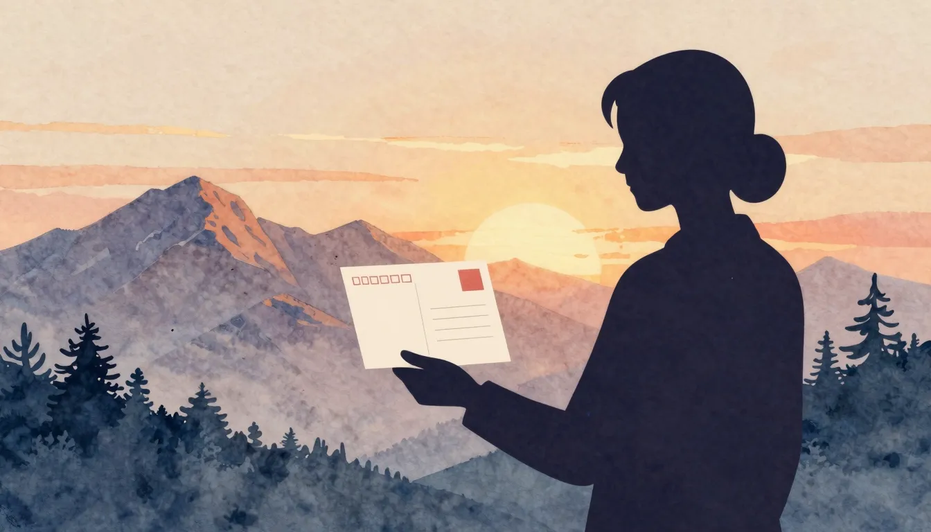 Watercolor style. A silhouette of a teacher holding a postca...