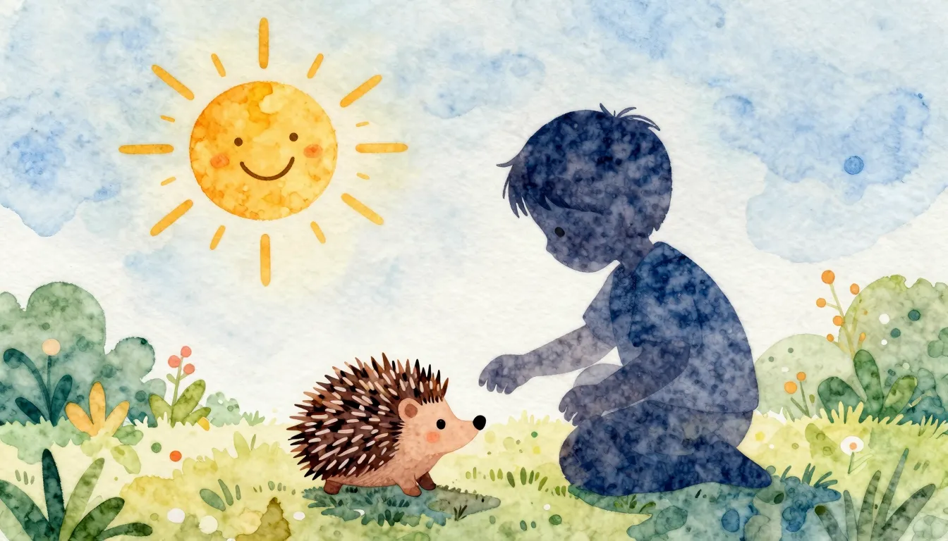 Watercolor style. A silhouette of a small child playing with...