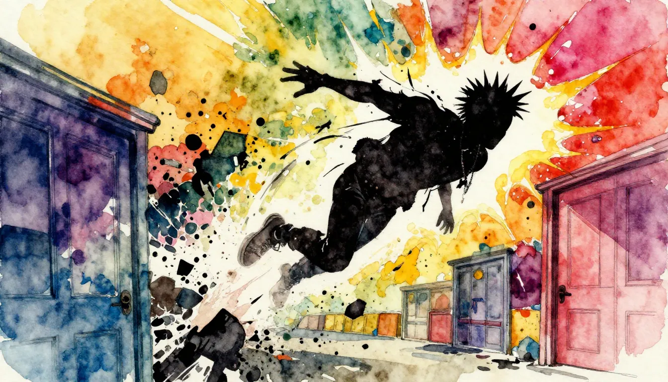Vibrant watercolor style. Punk rock album cover. A powerful,...