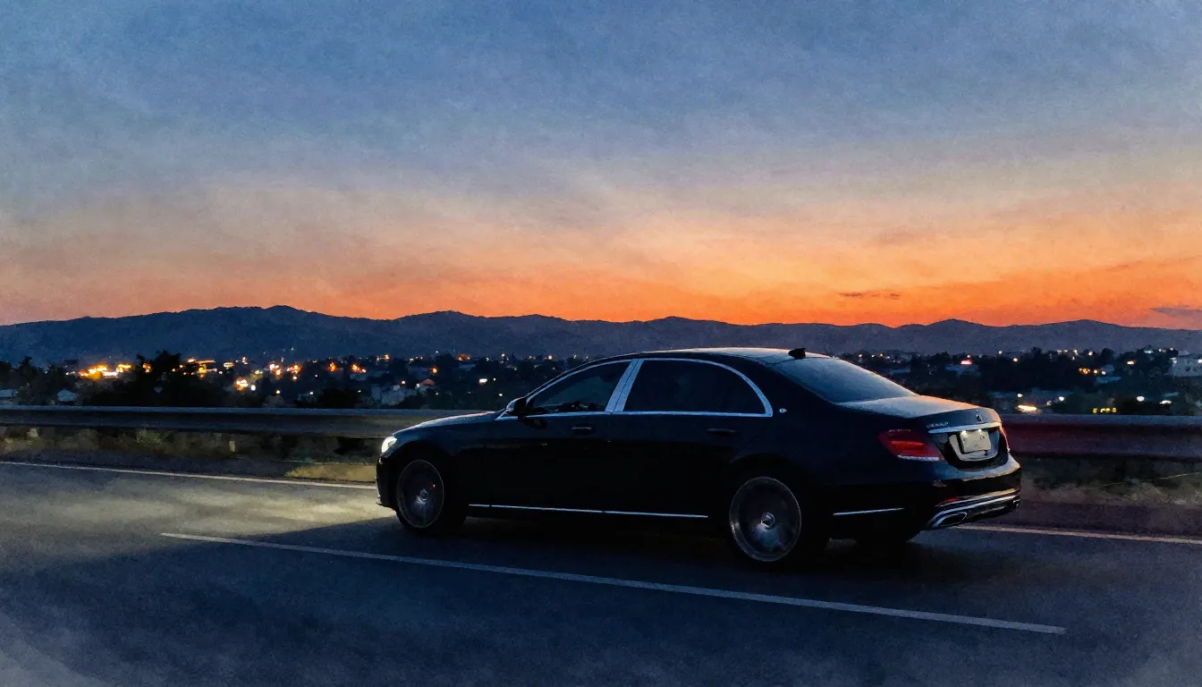 Watercolor style. Silhouette of a luxury sedan driving fast ...
