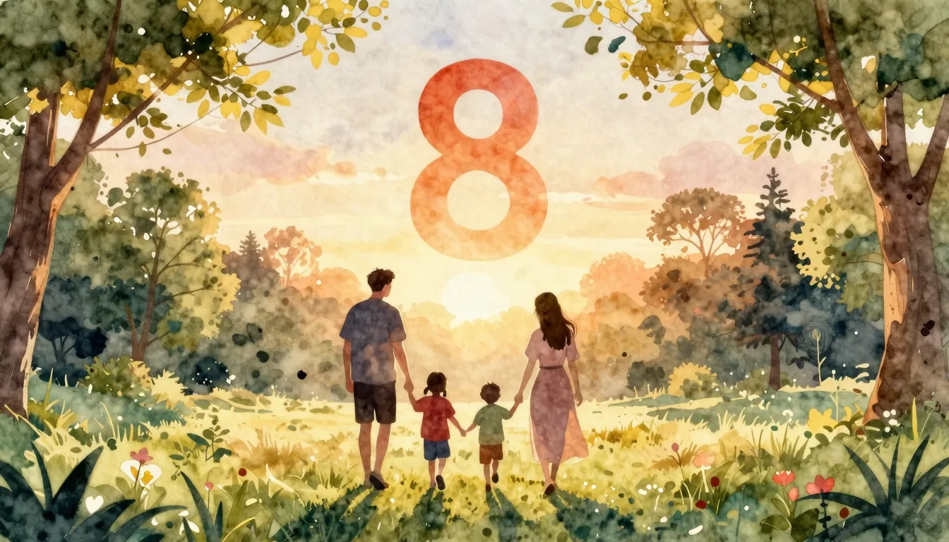 Watercolor style. Silhouette of a family of three holding ha...