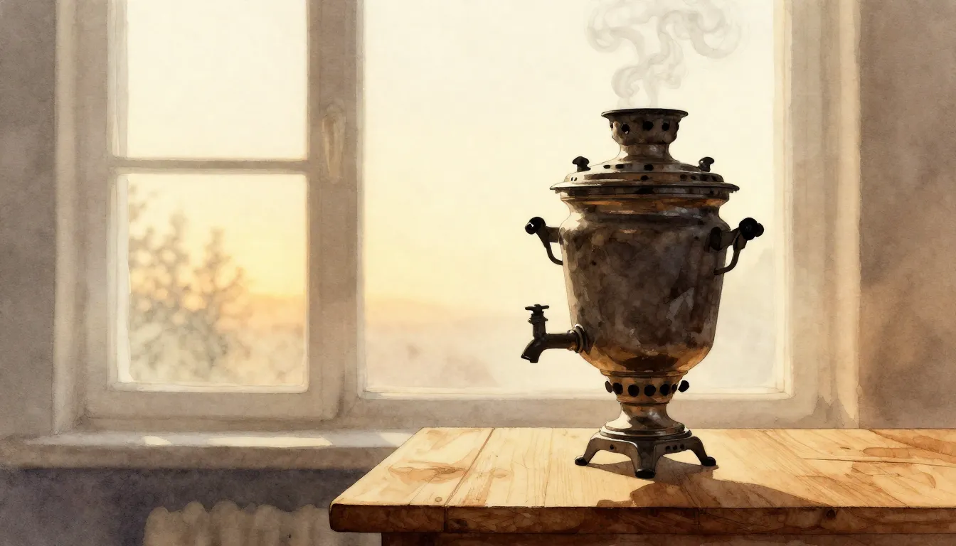 Watercolor style. Silhouette of a traditional Russian samova...