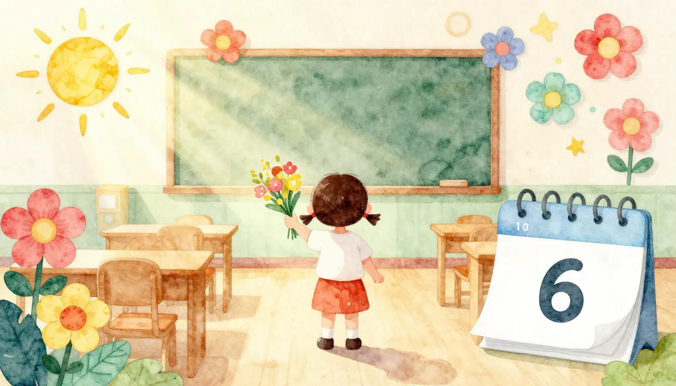 Watercolor style. Cute kindergarten classroom decorated with...