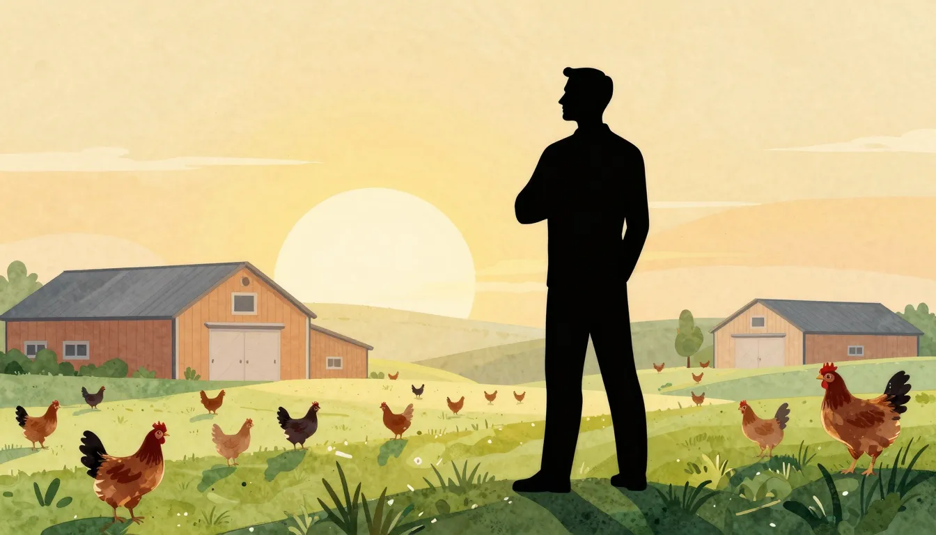 Watercolor style. A silhouette of a confident leader standin...