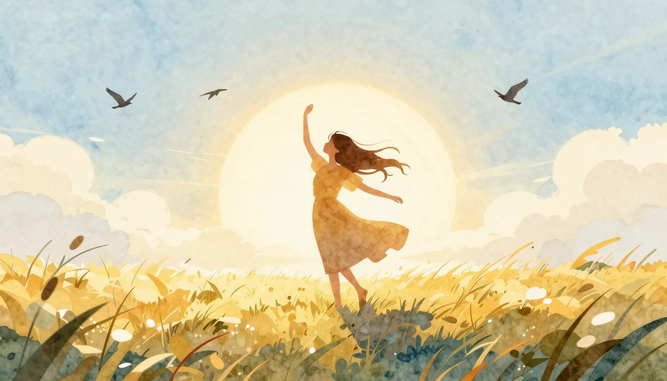 Watercolor style. A silhouette of a person dancing with the ...