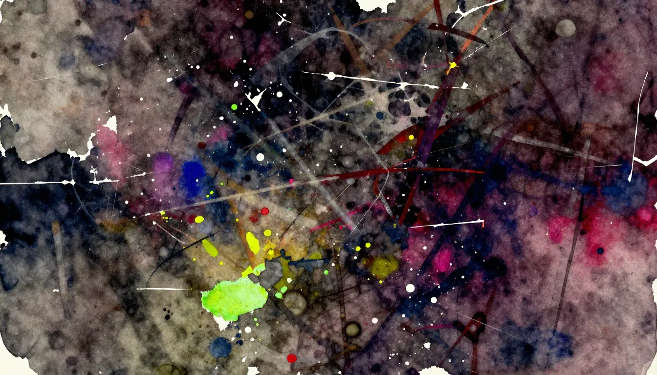 Vibrant watercolor style. Grunge rock album cover. Abstract,...