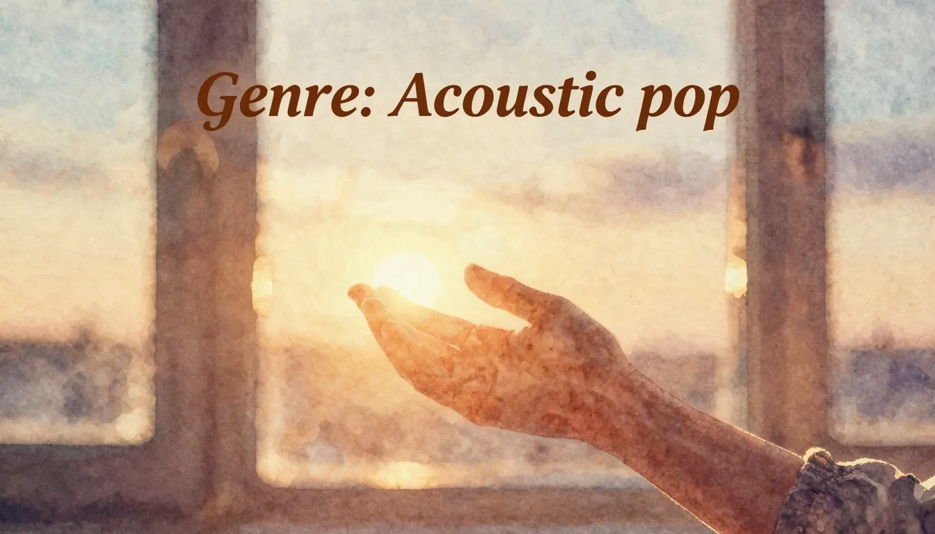 Vibrant watercolor style. "Genre: Acoustic Pop. A warm, tend...
