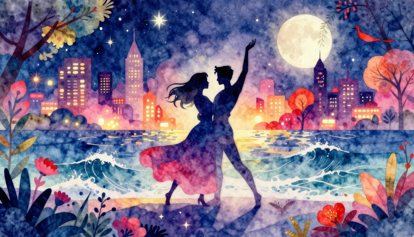 Vibrant watercolor style. Dance pop album cover. Abstract, v...