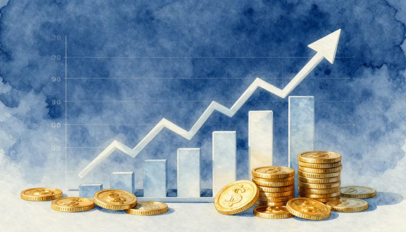 Watercolor style. Abstract 3D visualization of financial cha...