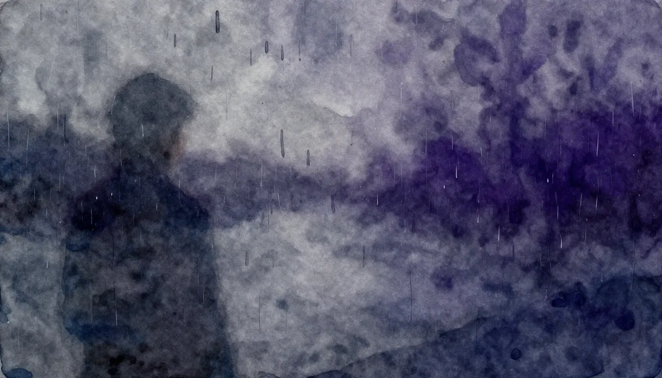 Vibrant watercolor style. Dark, melancholic, alternative alb...