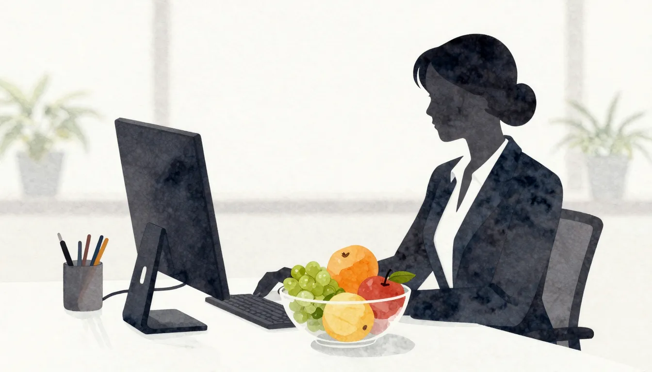 Watercolor style. Silhouette of a professional woman at a de...