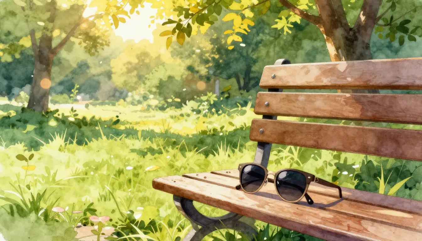 Watercolor style. A bright sunny day in a lush green park, g...