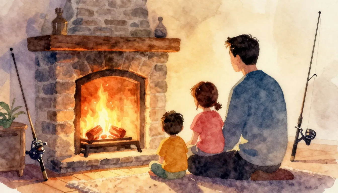 Vibrant watercolor style. A cozy, warm, and inviting scene. ...