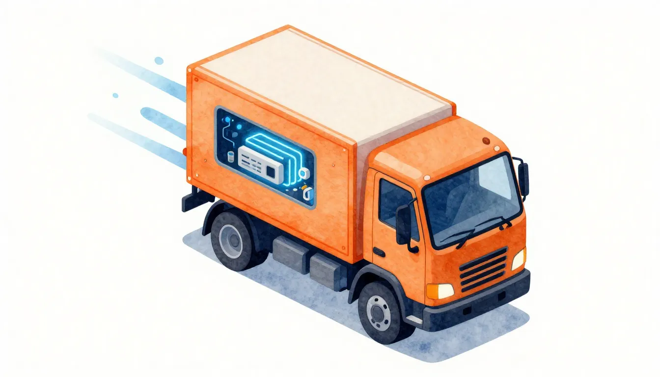 Watercolor style. Isometric illustration of a futuristic del...