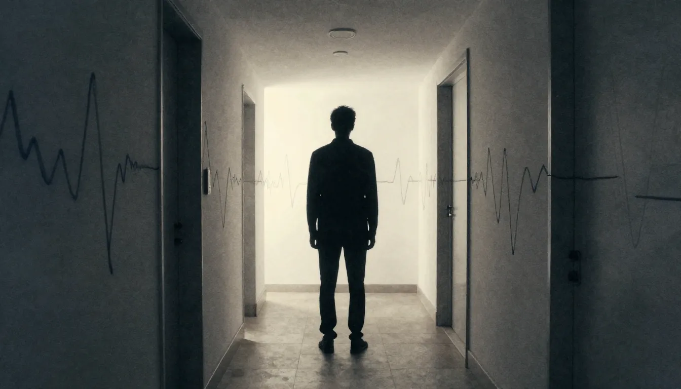 Watercolor style. A minimalist silhouette of a person standi...